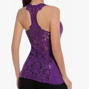 COPY - Moda International Crochet back tank top